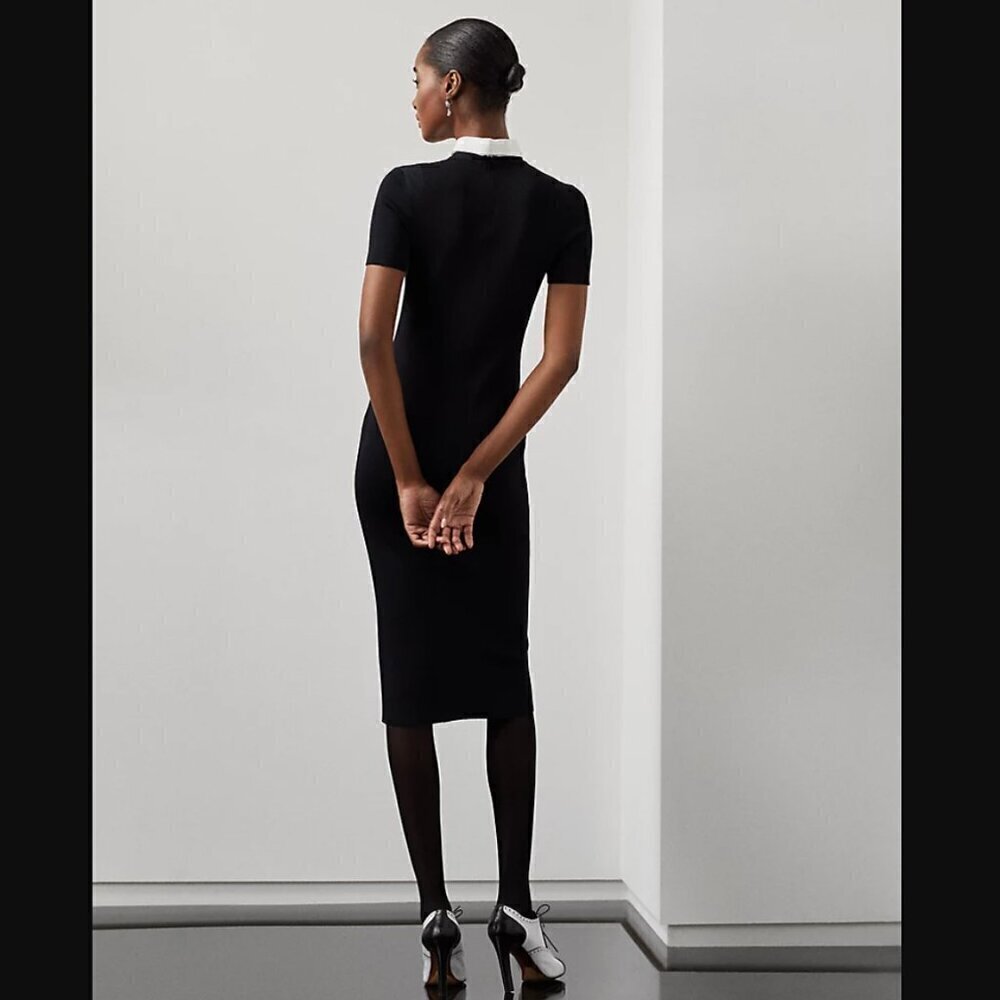 Ralph Lauren Purple Label Woven-Collar Sweater Day Dress - Picture 2 of 14
